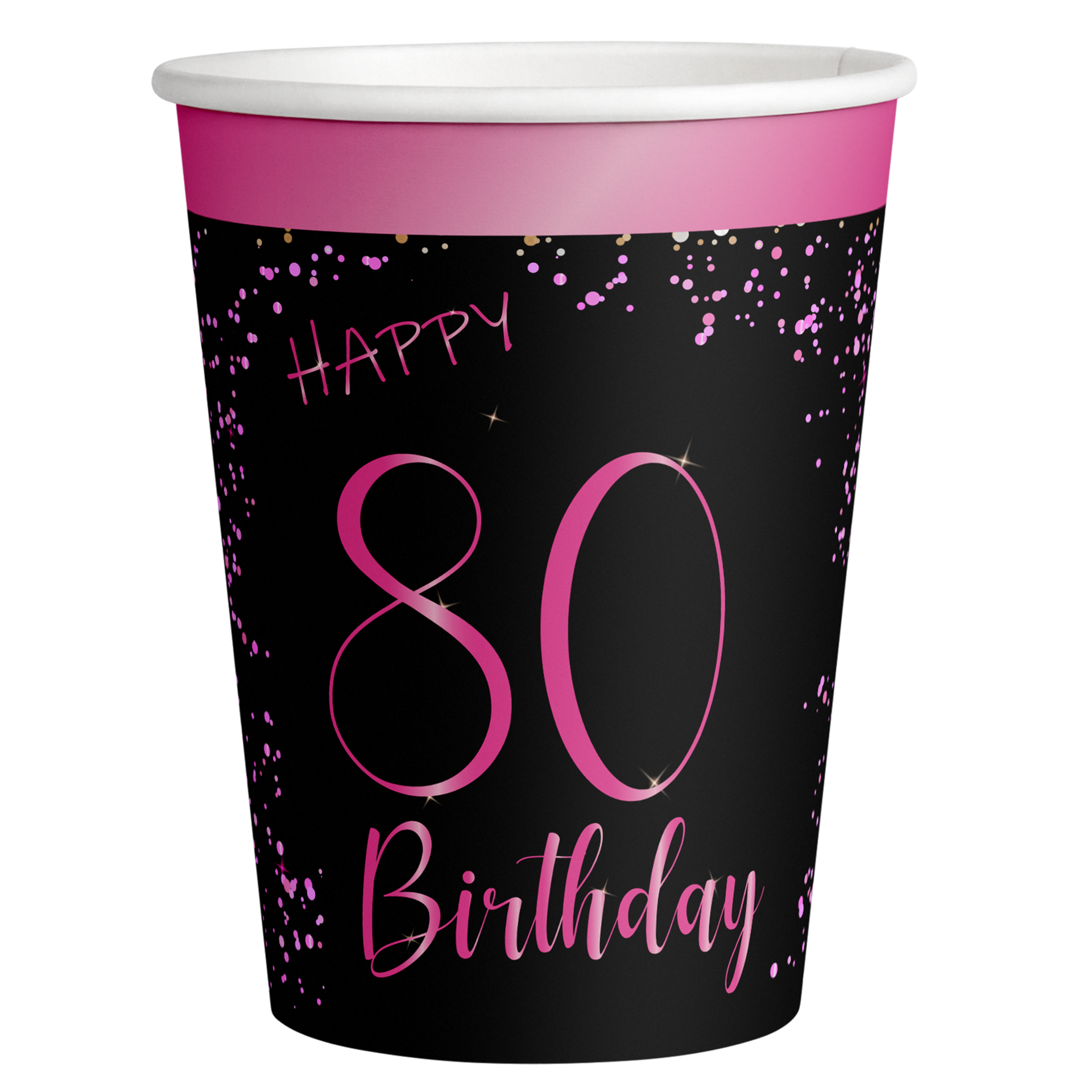 8 eleganti bicchieri rosa per l'80° anniversario da 250 ml