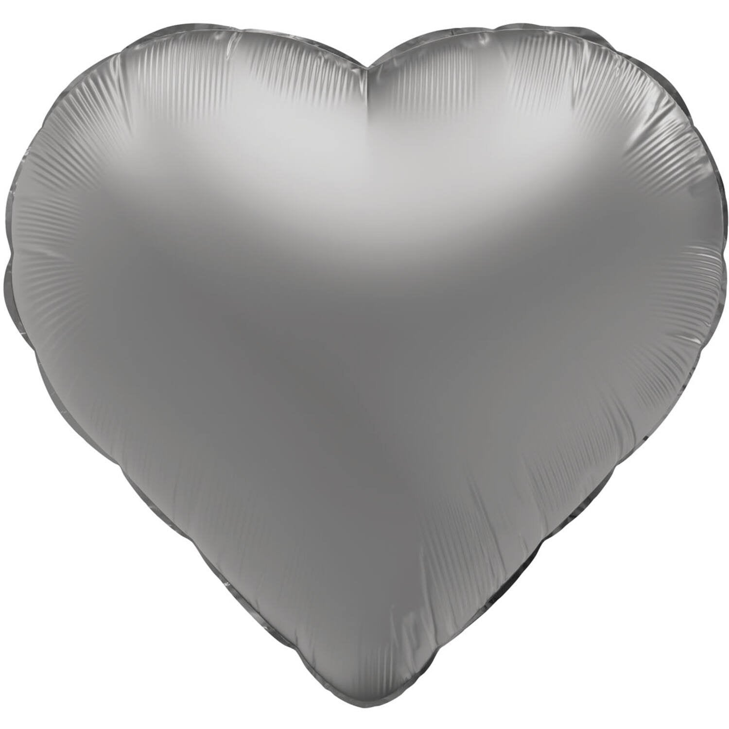 Palloncino in foil a forma di cuore in raso argento chiaro di luna da 45 cm