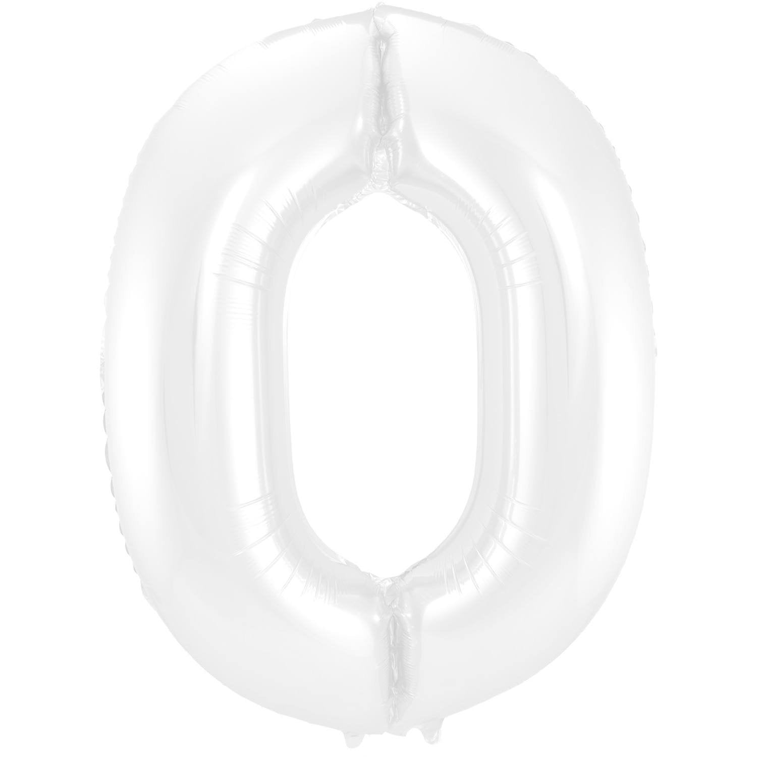 Palloncino numero 0, 86 cm, bianco