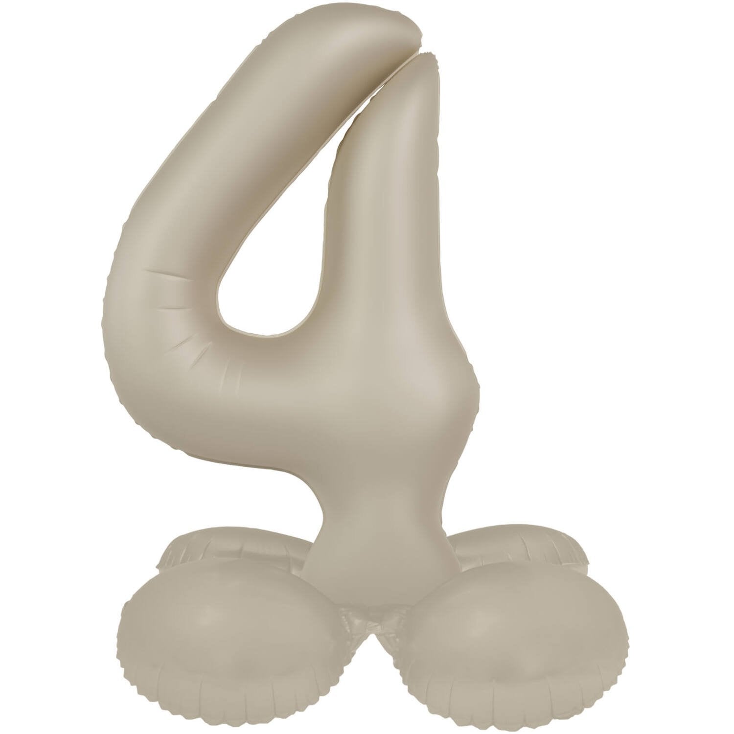 Palloncino numero 4 Creamy Latte Ultra Matte con supporto 41 cm