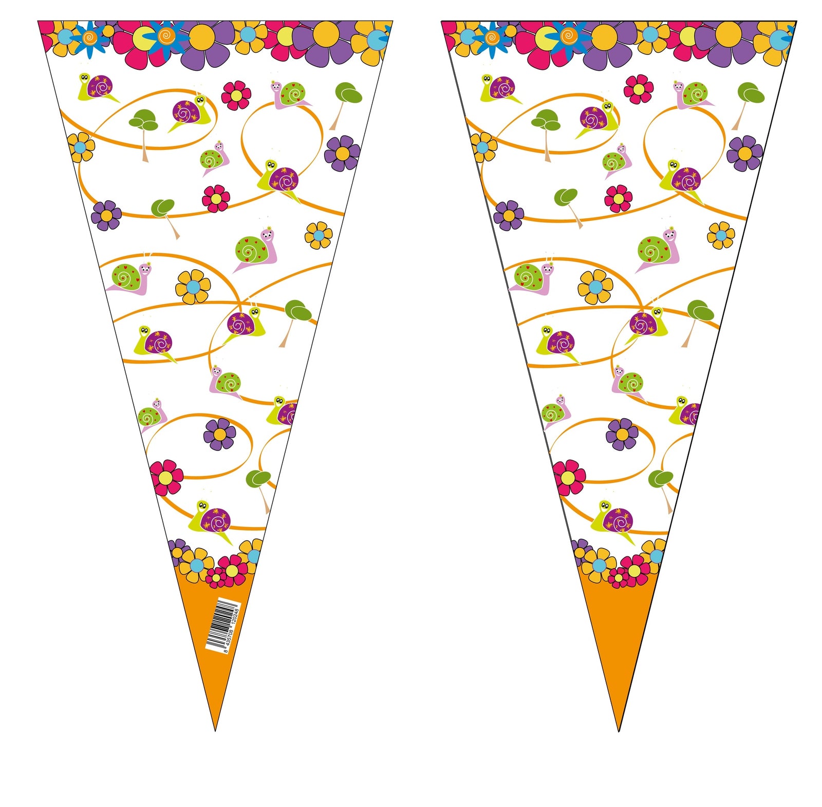 100 sacchetti a forma di chiocciola conici 20 x 40 cm