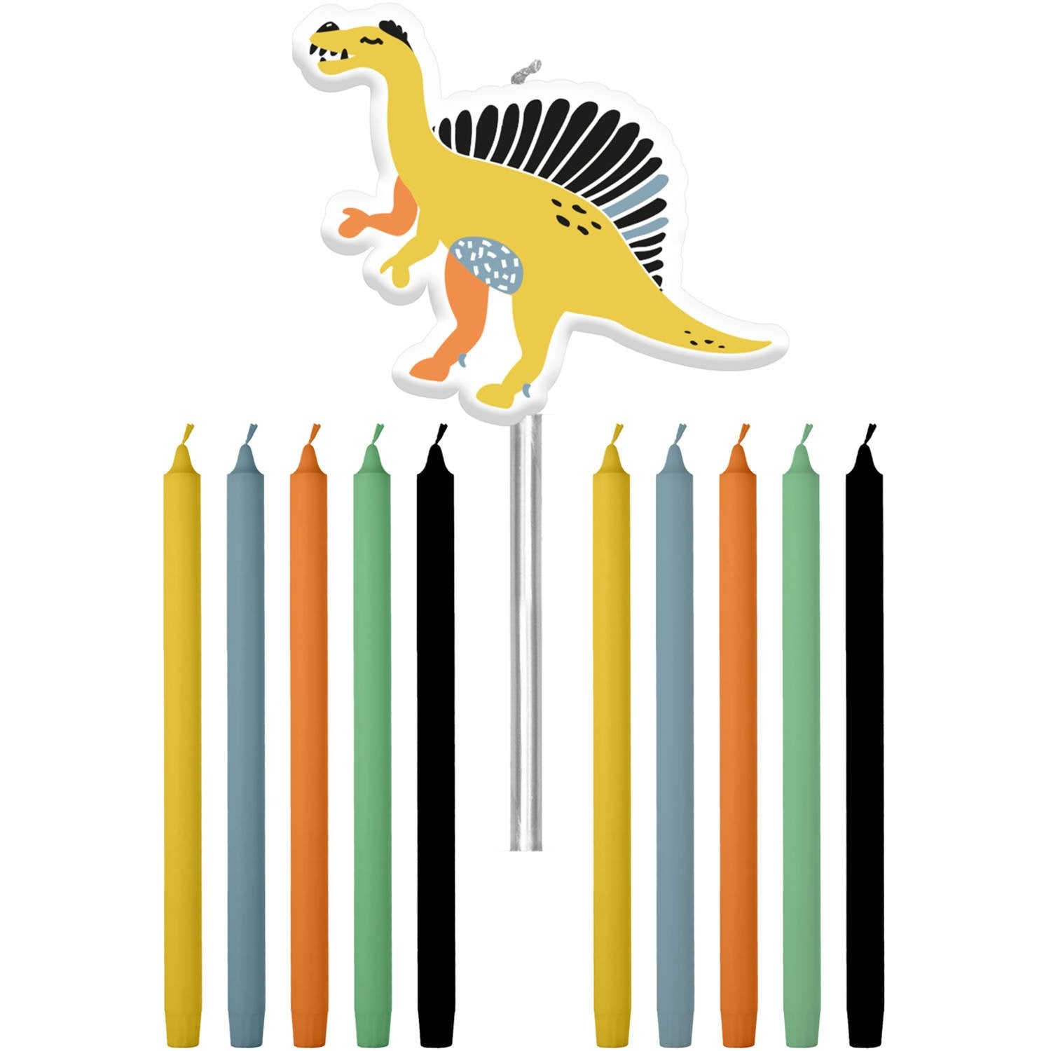 11 bougies dinosaures droites de 10 cm