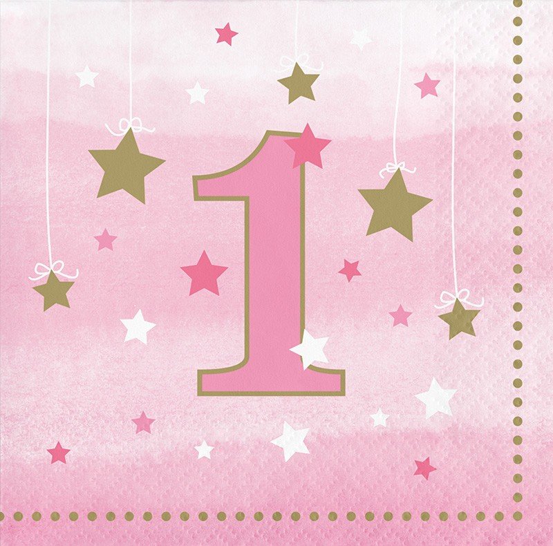 16 SERVILLETAS 25 CM 1ER AÑO ONE LITTLE STAR - GIRL