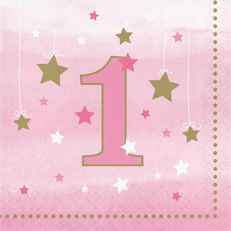 16 serviettes de table 33 cm 1re année Une Petite Étoile - Fille