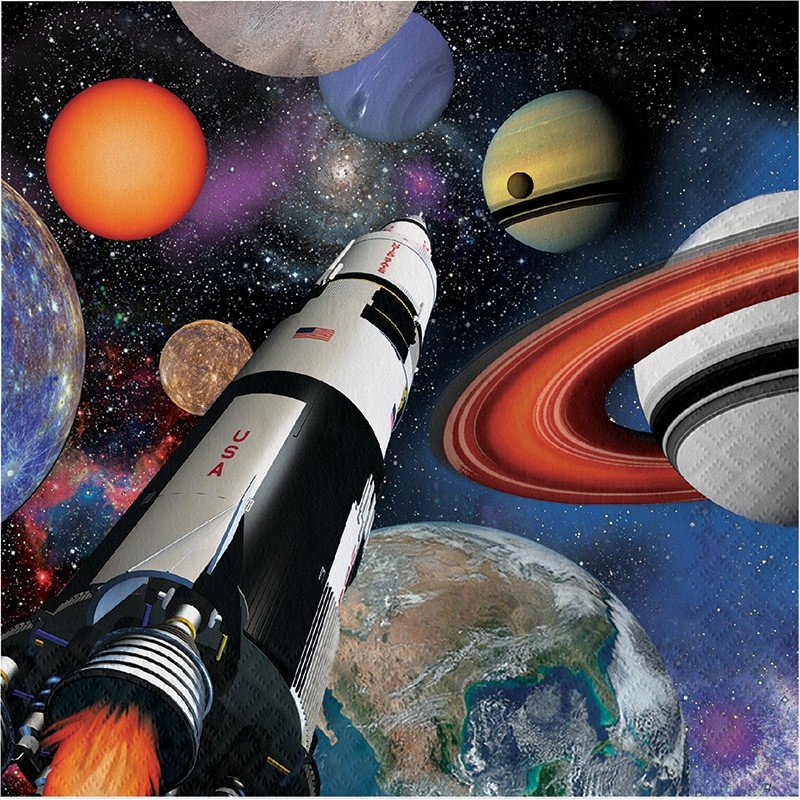 16 serviettes astronautes 33 cm