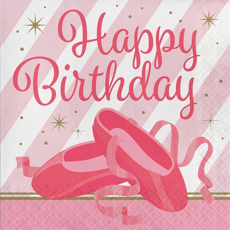 16 SERVIETTES 33 CM JOYEUX ANNIVERSAIRE BALLET