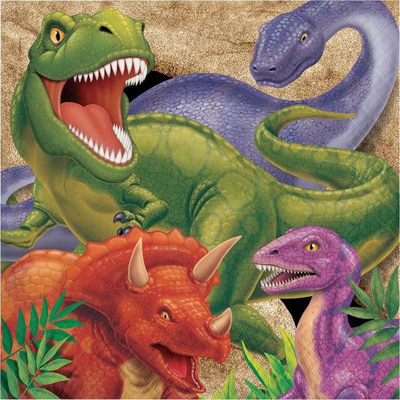 16 SERVIETTES 33 CM DINO JURASSIQUE