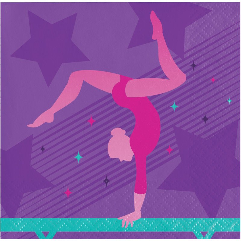 16 serviettes de table 25 cm - Thème gymnastique