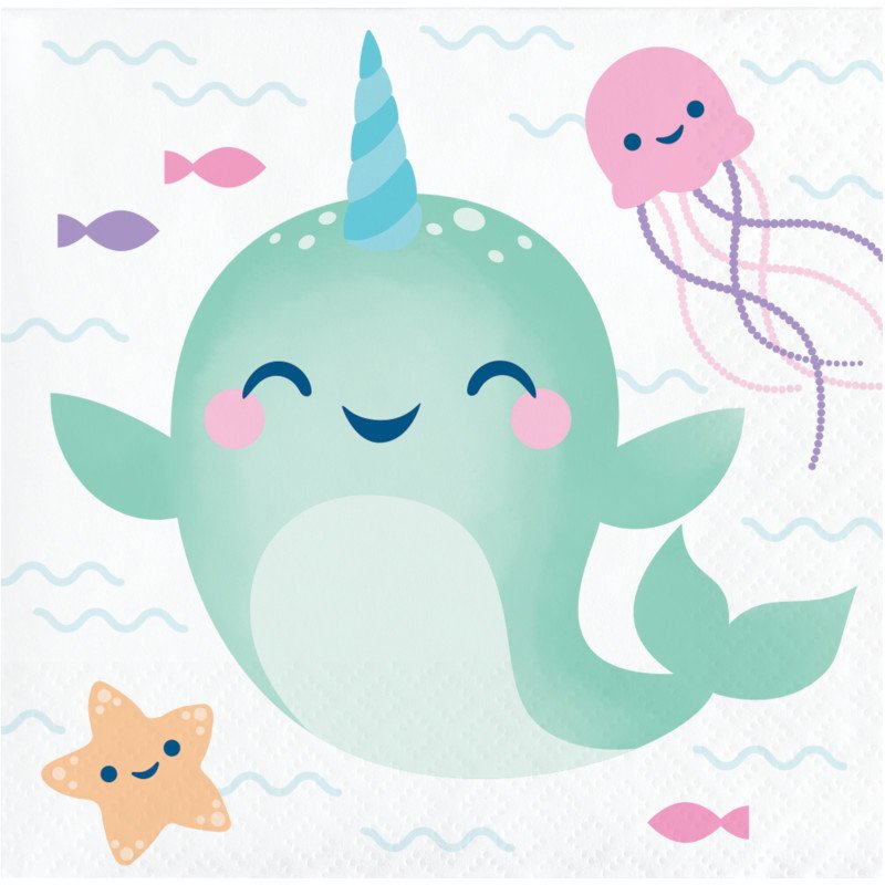 16 Tovaglioli 25 cm NARWHAL PARTY