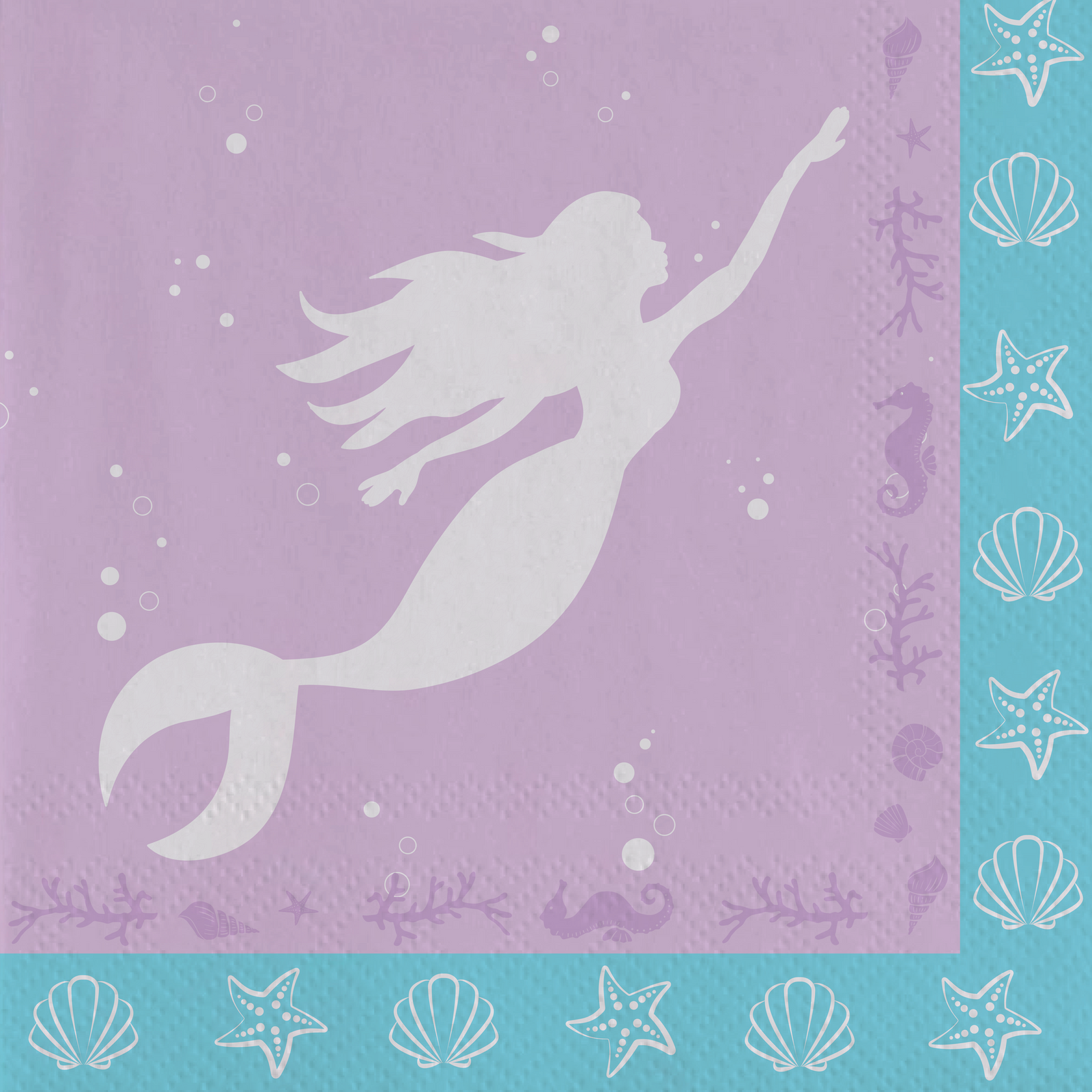 20 serviettes sirène 33 cm