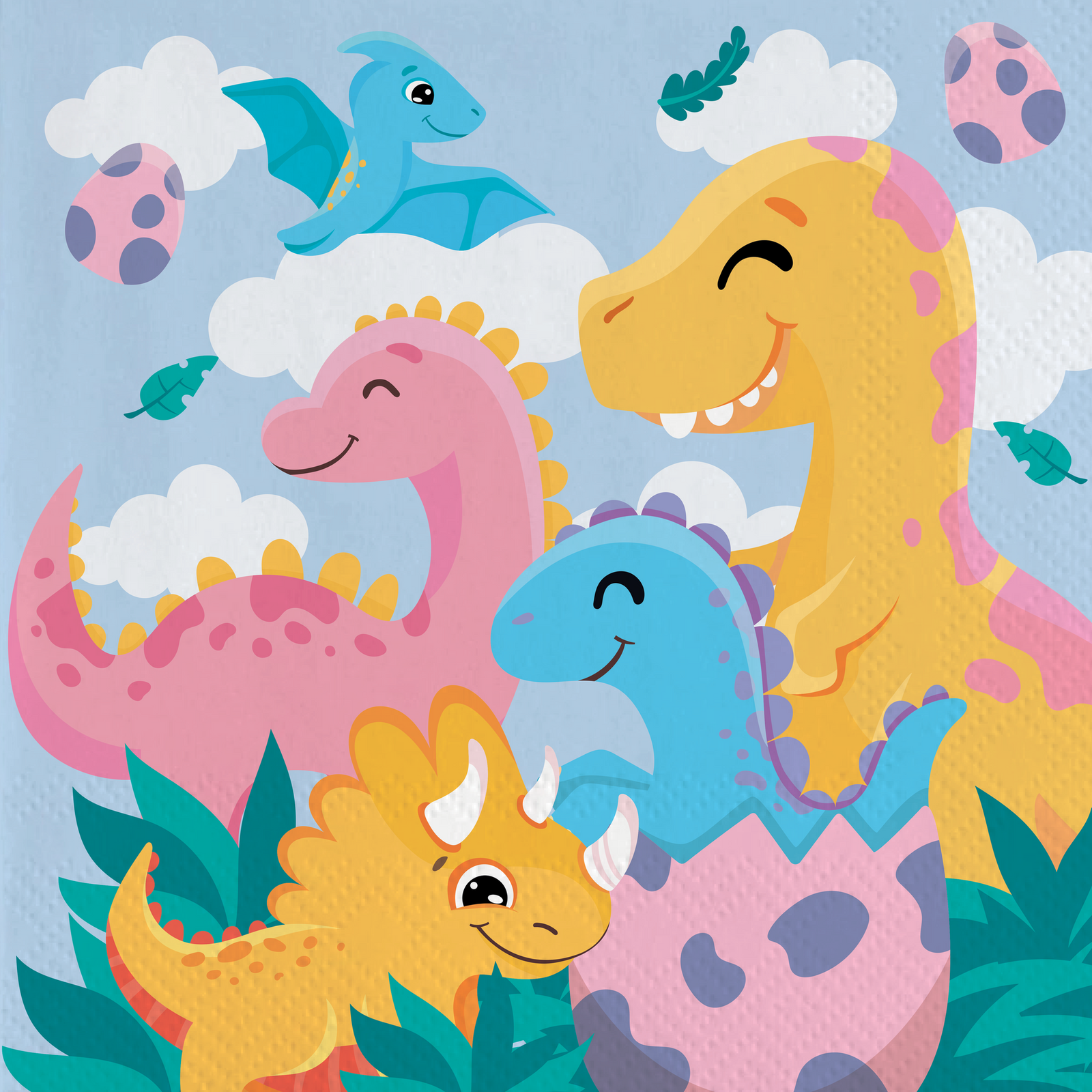 20 serviettes de table dinosaures amusantes de 33 cm