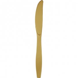24 CUCHILLOS PLASTICO PREMIUM GLITTERING GOLD