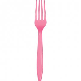 24 FORCHETTE DI PLASTICA ROSA CARAMELLA PREMIUM