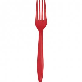 24 FORCHETTE PREMIUM CLASSICHE IN PLASTICA ROSSA