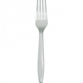 24 FORCHETTE IN PLASTICA ARGENTO LUCENTE PREMIUM