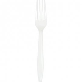 24 FOURCHETTES EN PLASTIQUE BLANC DE QUALITÉ SUPÉRIEURE