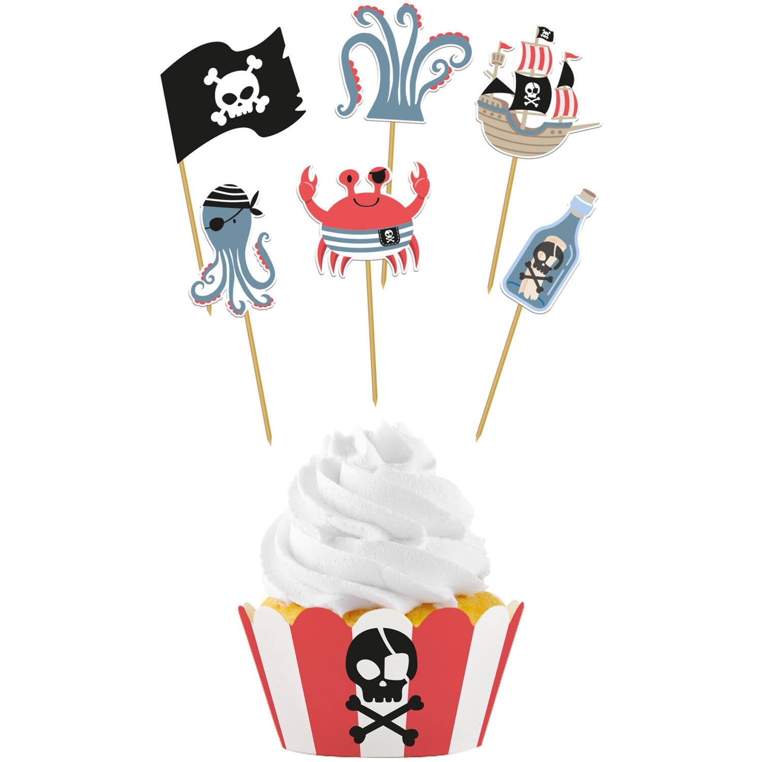 6 Cupcake Deco Pirata