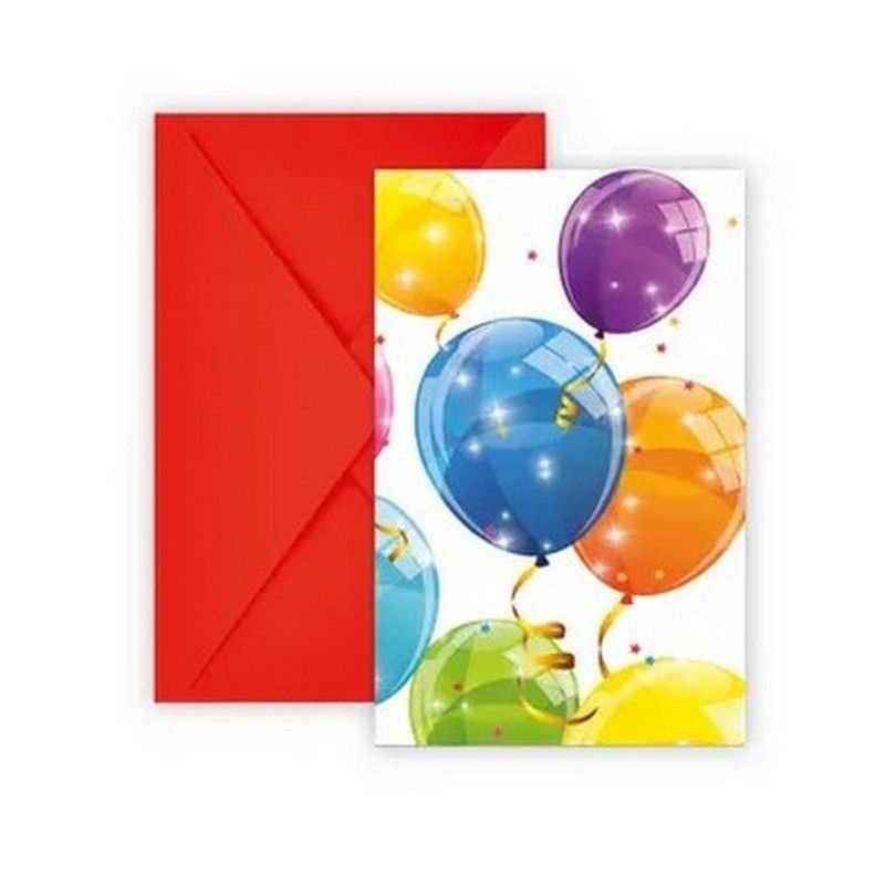6 inviti con palloncini scintillanti