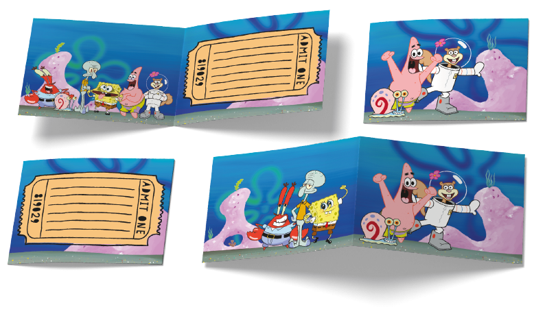 6 Invitaciones Bob Esponja 240 x 80 mm
