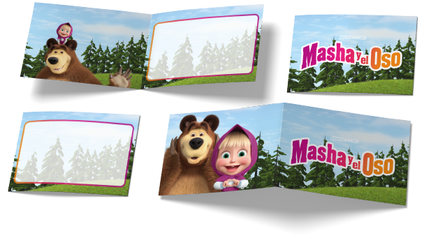 6 inviti Masha e Orso 240 x 80 mm