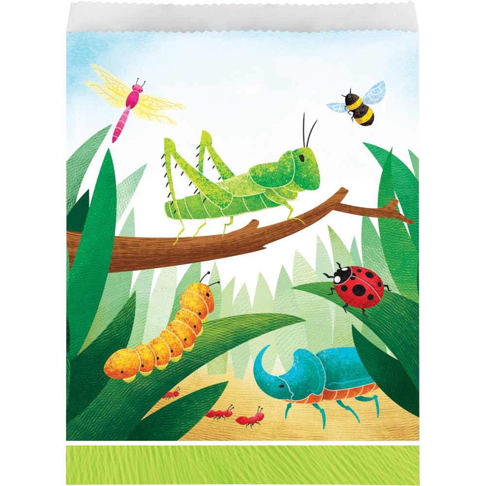 8 sacs en papier insectes d'anniversaire