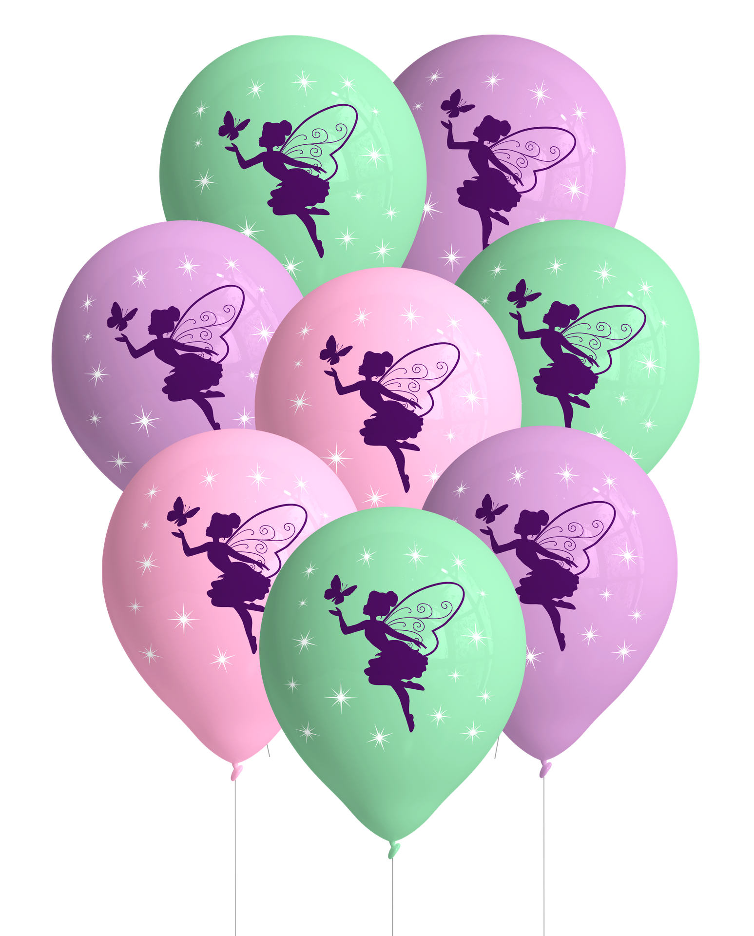 8 ballons en latex de 27 cm à motif floral féerique scintillant