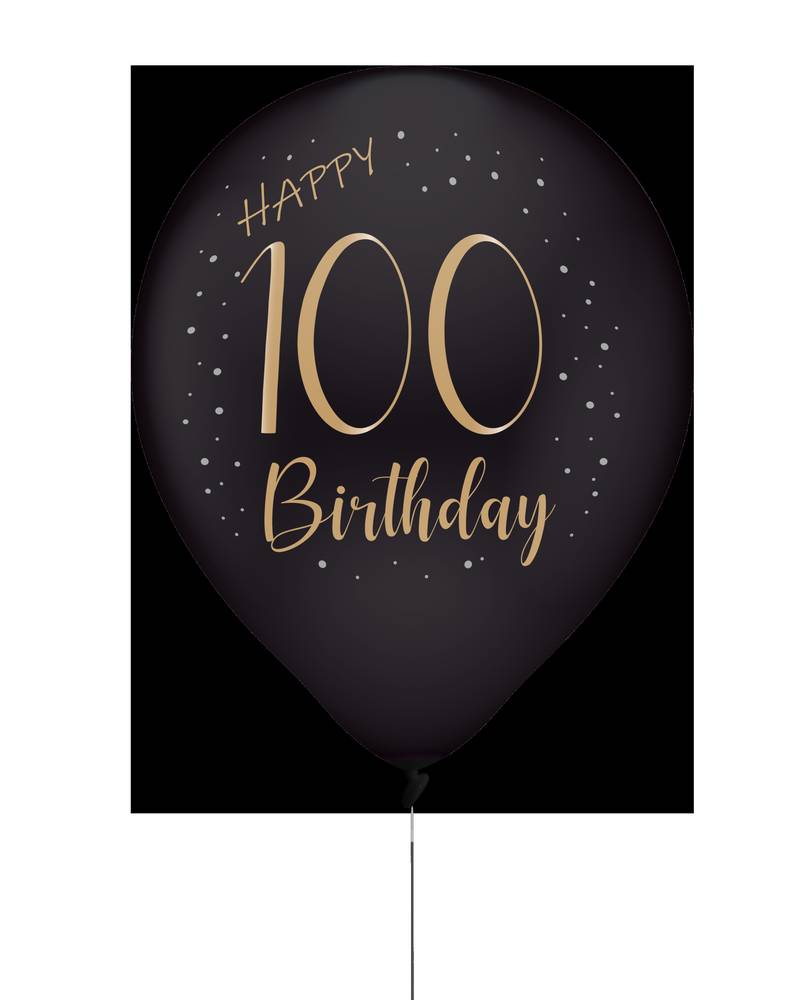 8 Globos Latex Elegant Negro 100 Años