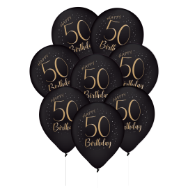 8 élégants ballons en latex noir pour 50 ans