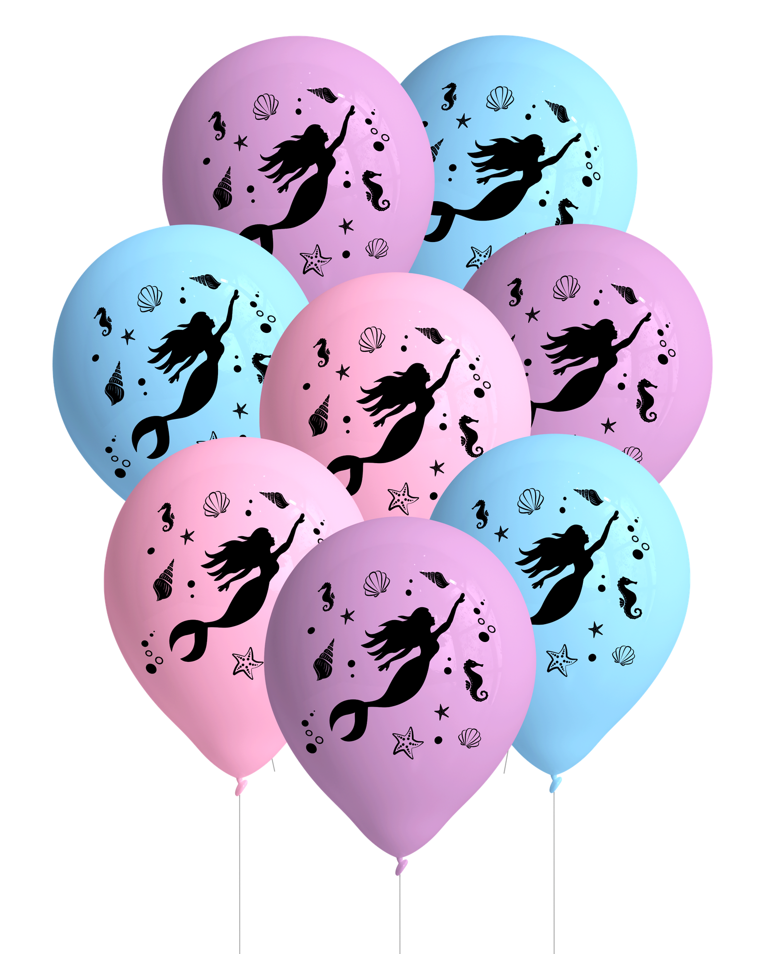 8 palloncini in lattice Mermaid Shine