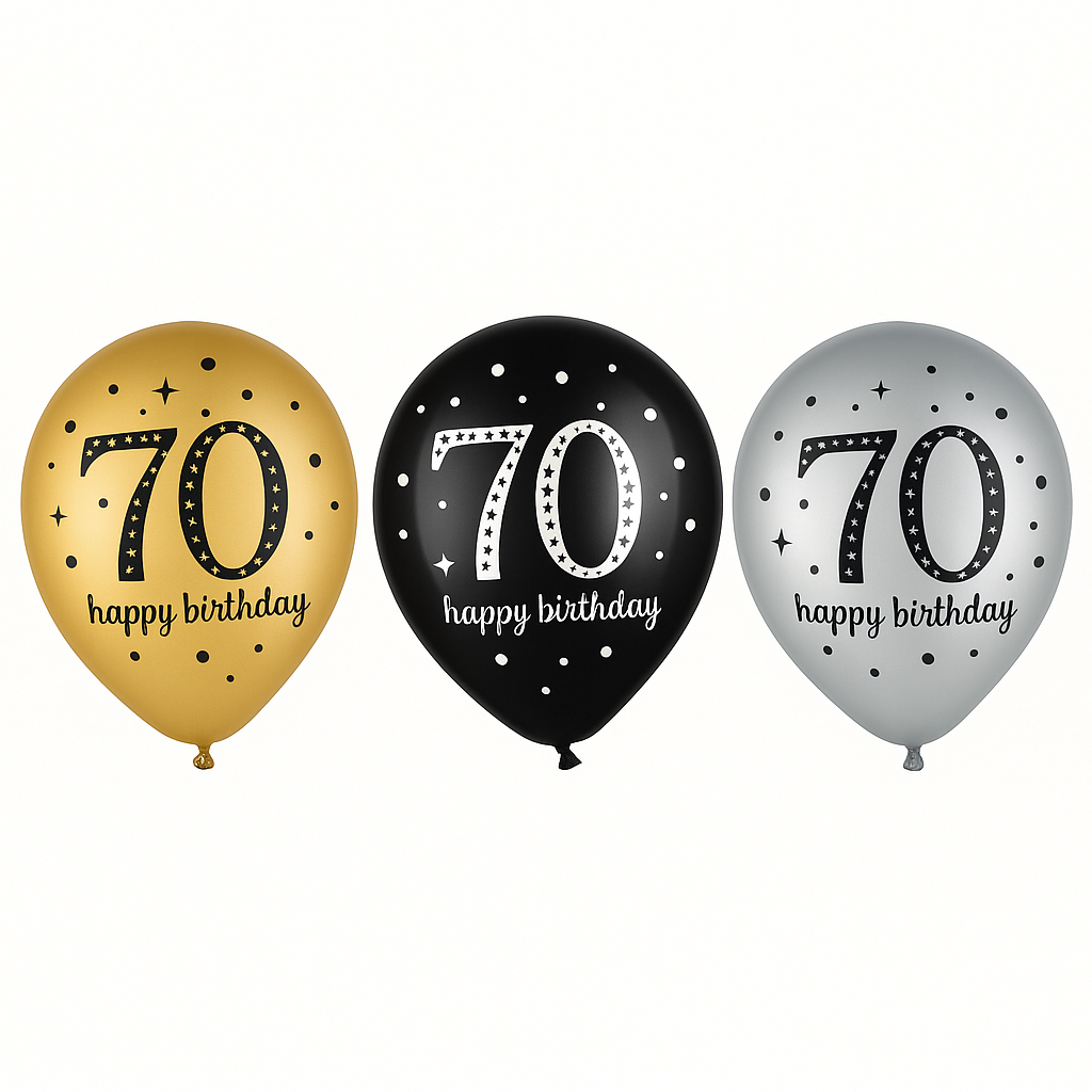 8 Globos de Látex 70 Años Elegante