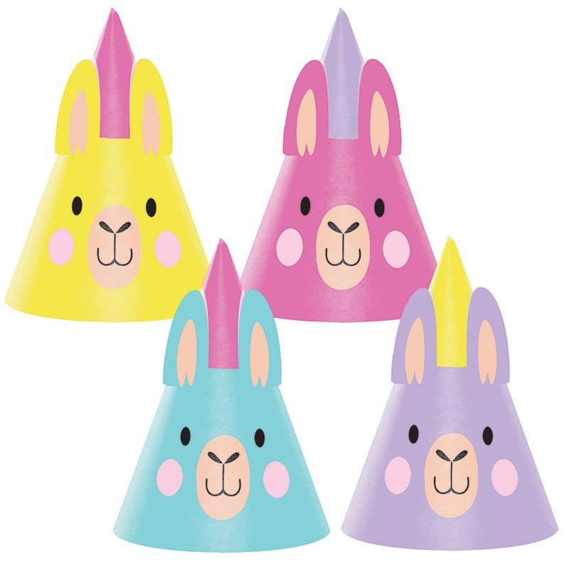 8 chapeaux de fête lama pour enfants