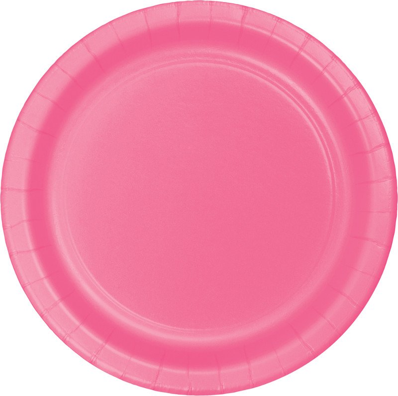 8 ASSIETTES ROSE BONBON 23 CM
