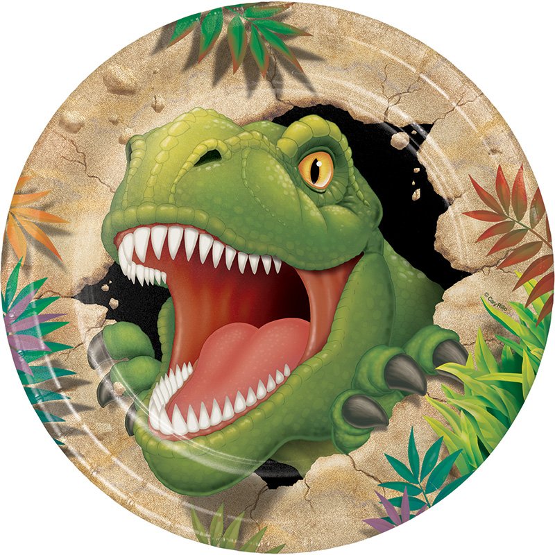 8 PLATOS 23 CM JURASIC DINO