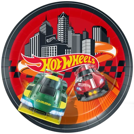 8 Platos 23 cm Hot Wheels