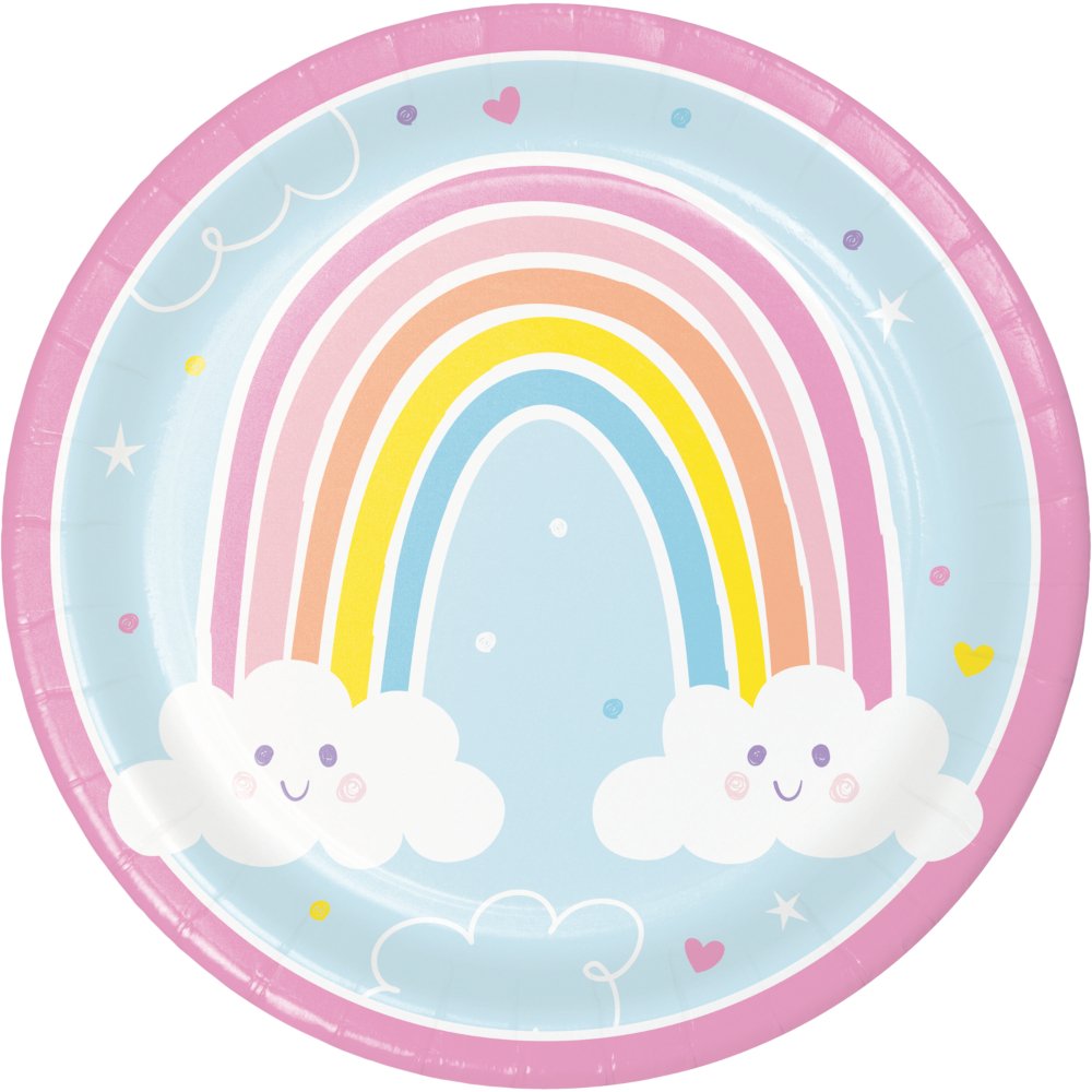 8 assiettes arc-en-ciel joyeuses 23 cm