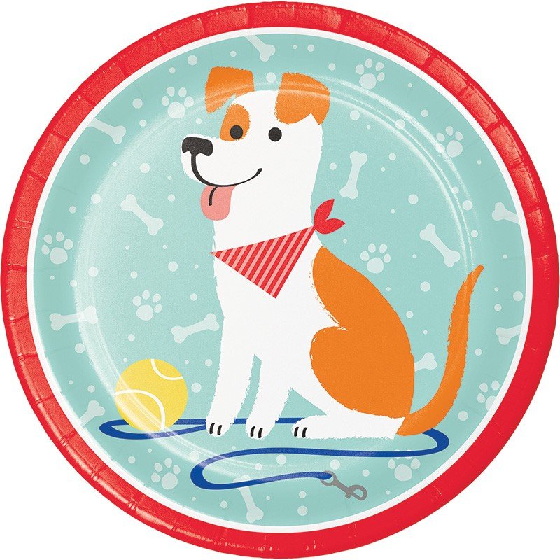 8 Piatti per feste a forma di cane 23 cm
