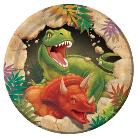 8 piatti dinosauro giurassico 23 cm
