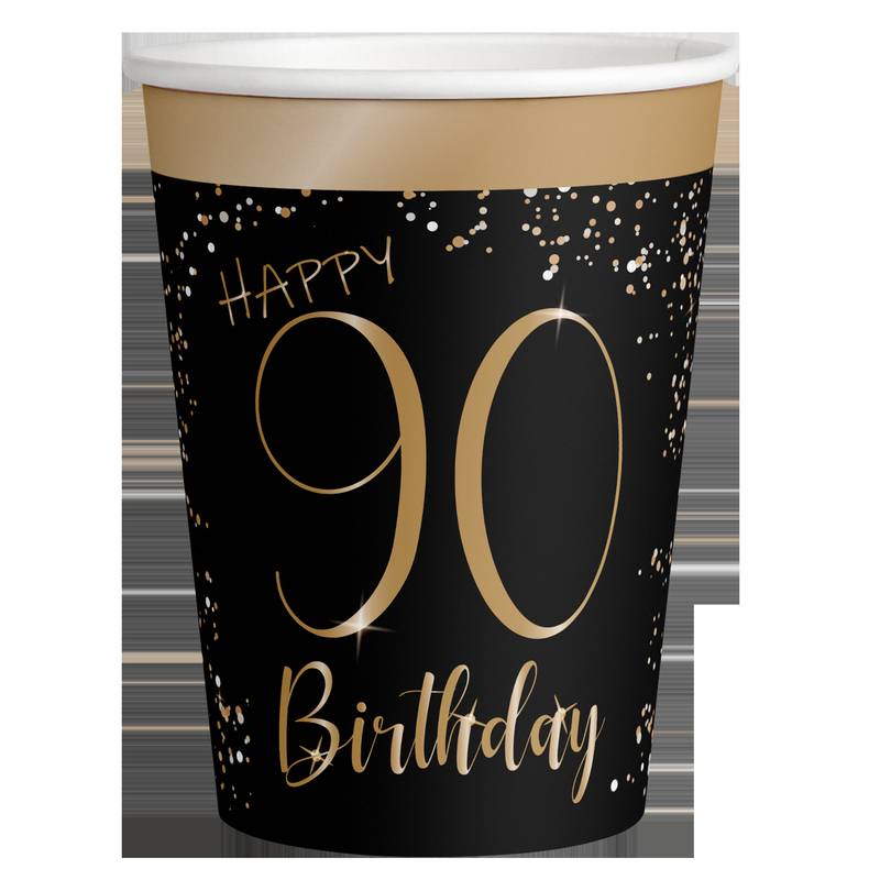 8 Vasos Elegant Negro 90 Años 250 ml