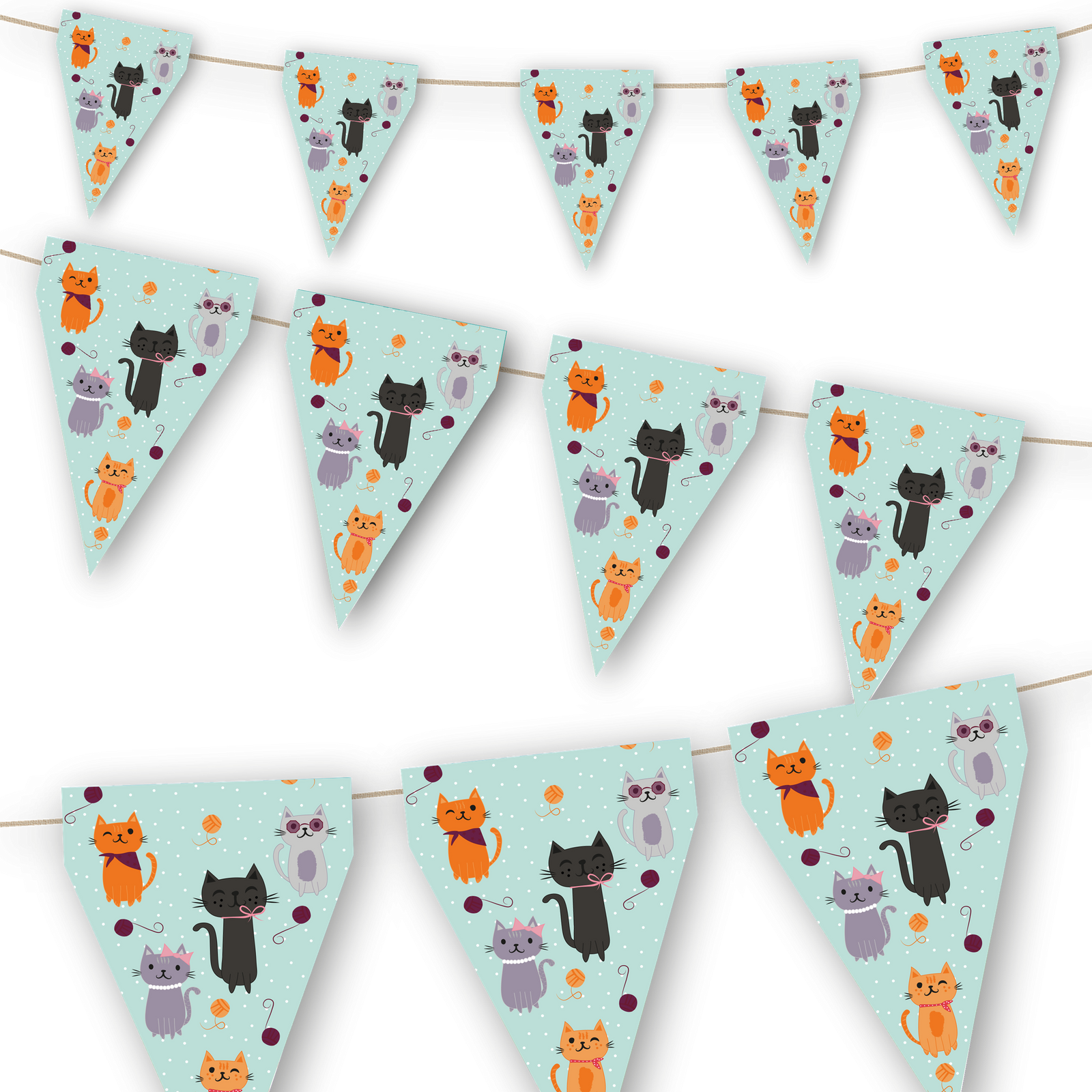 Fanion de fête de chats de 3 mètres