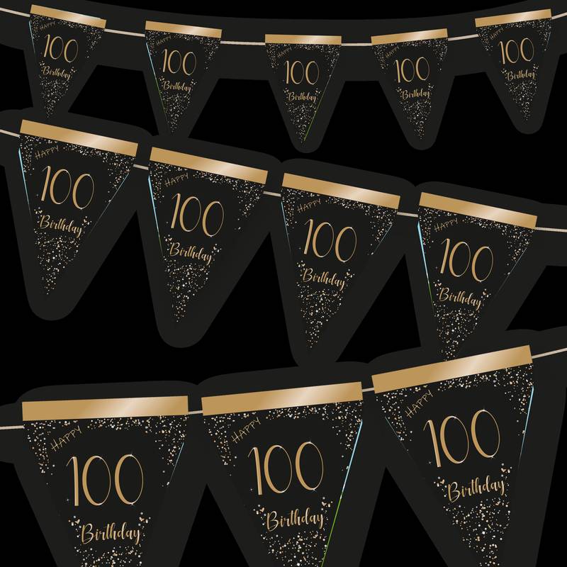 Banderin Elegant Negro 100 Años