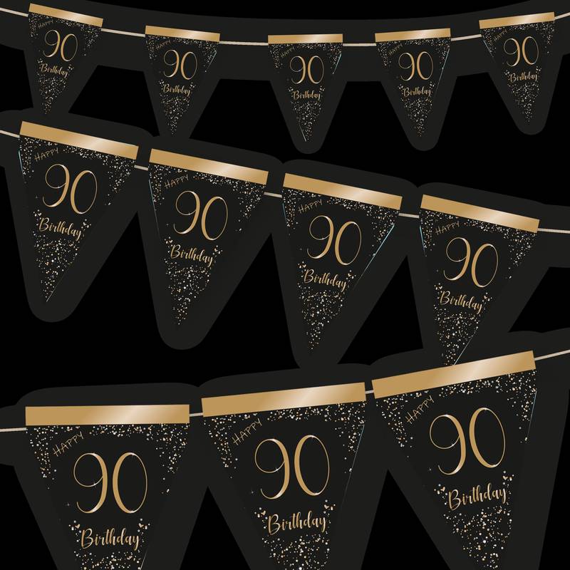 Banderin Elegant Negro 90 Años