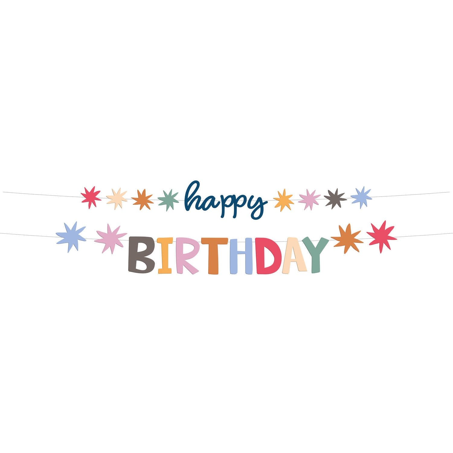 Striscione multicolore di buon compleanno 14 cm x 150 cm