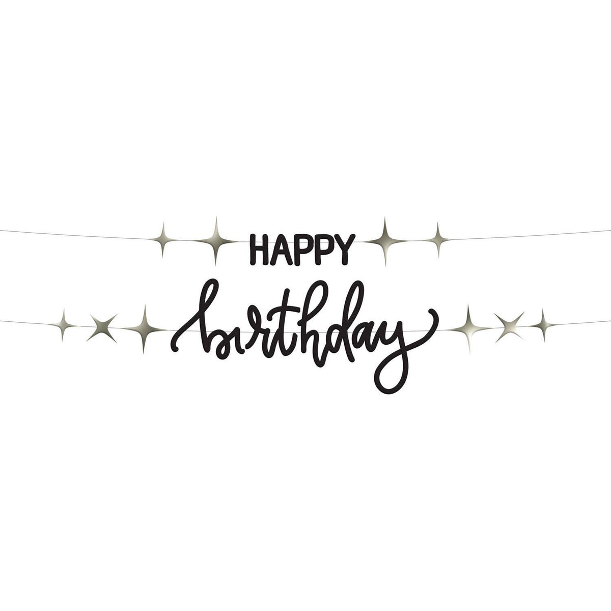 Banner Happy Birthday Preto 14 cm x 1 m