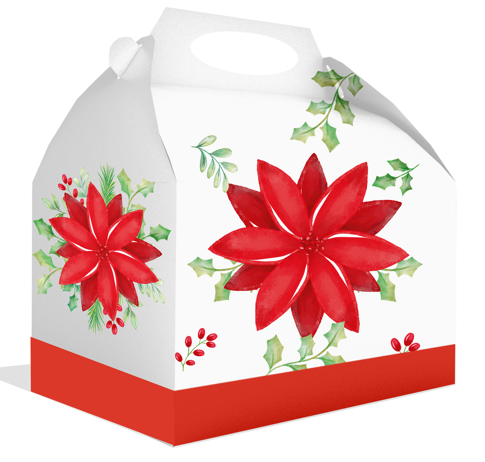 Boîte de Noël avec poinsettias 20 x 16 x 11 cm
