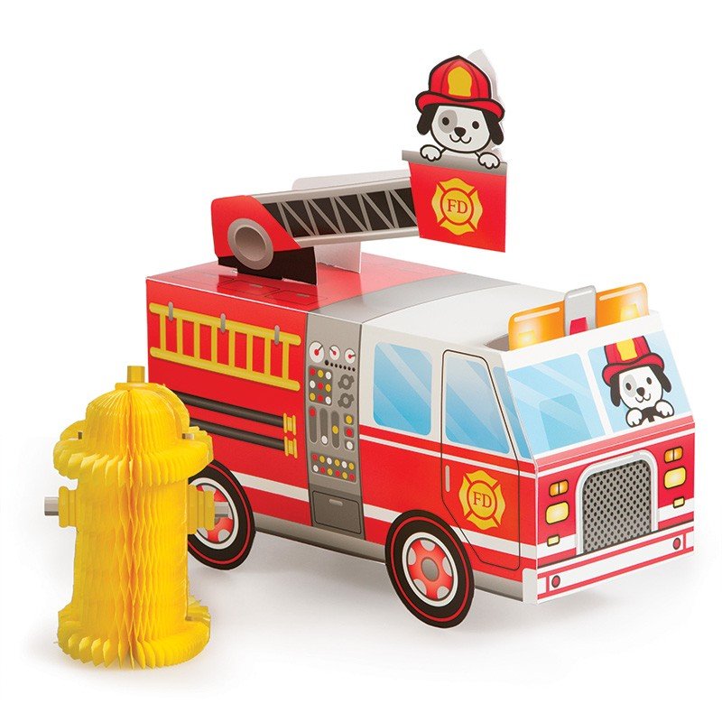 CENTRO DE MESA (2 PIEZAS) FLAMING FIRE TRUCK
