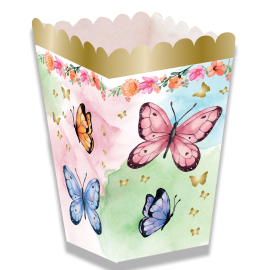 Scatola alta per feste con farfalle
