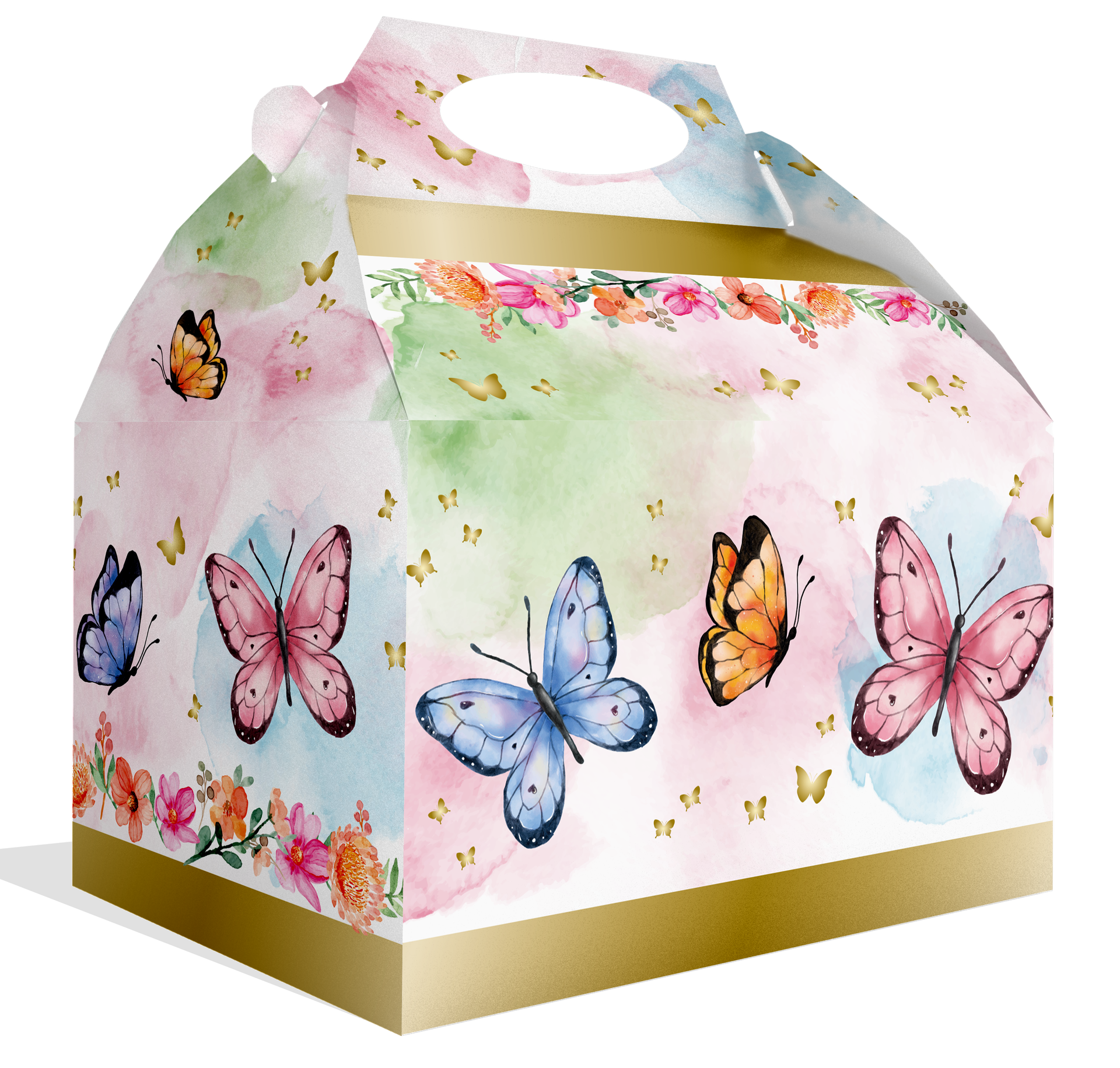 Scatola per feste con farfalle