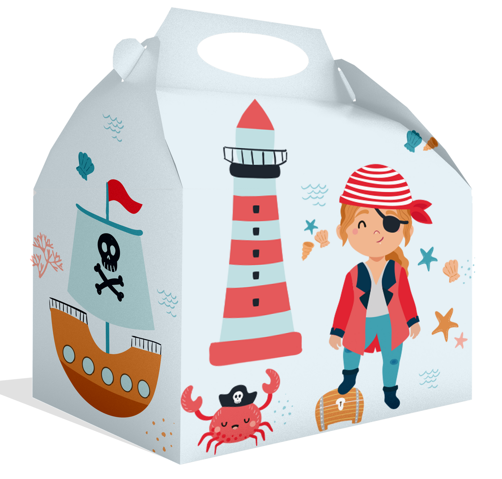 Boîte à fête de pirates 20 x 16 x 11 cm