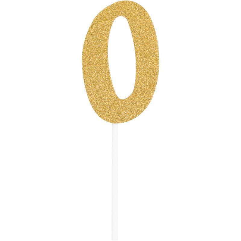 DECORACION PASTEL NUM. 0 ORO GLITTER
