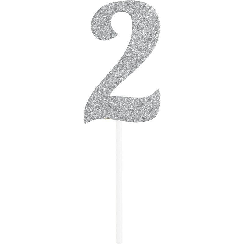 Decorazione per torta 2 glitter argento
